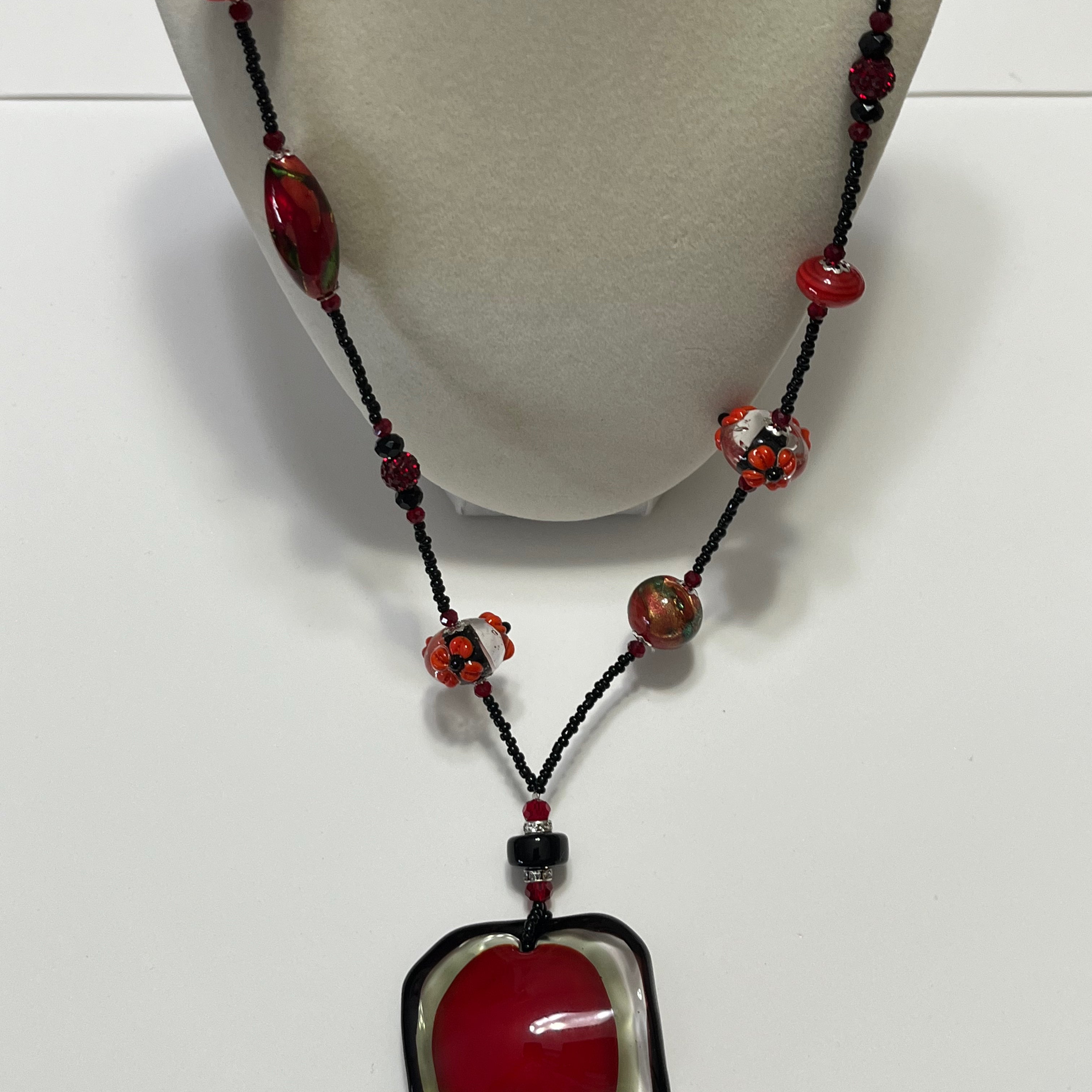 Red long necklace