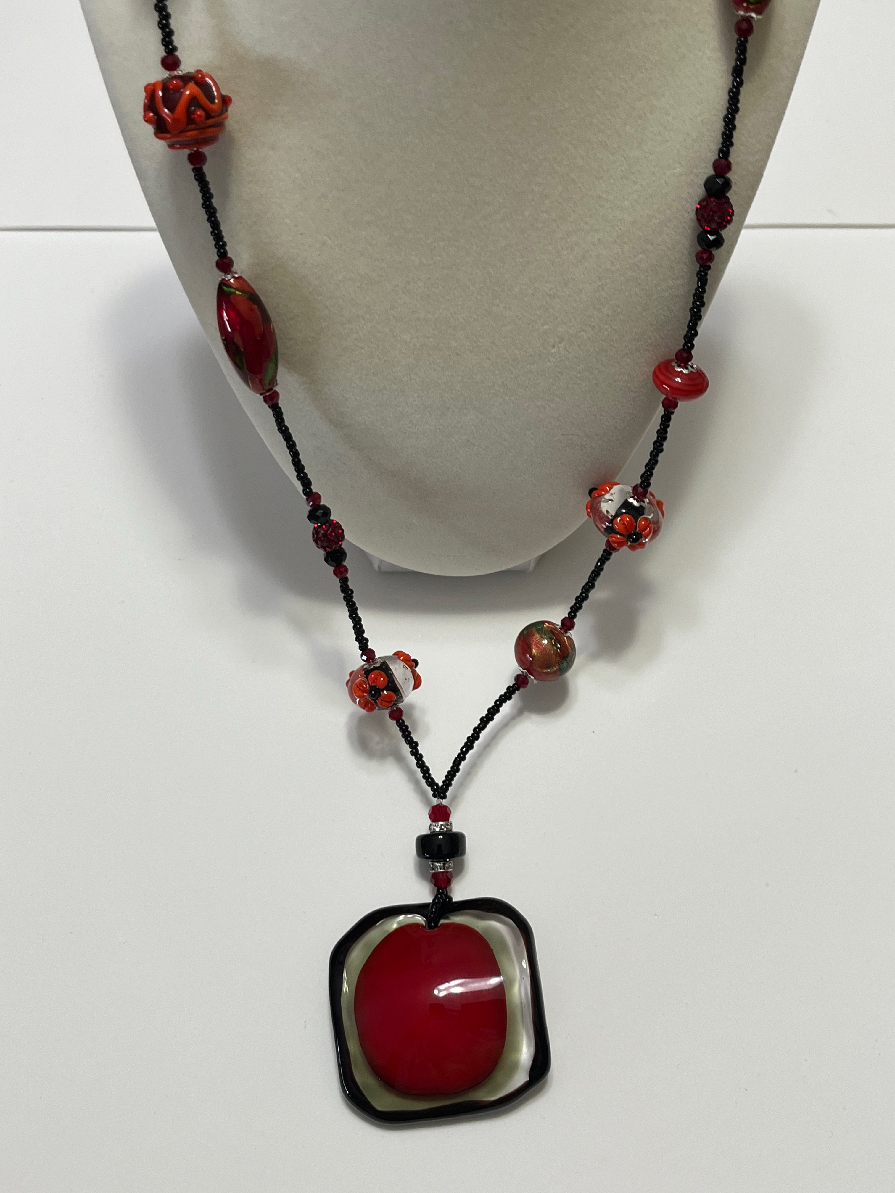 Red long necklace