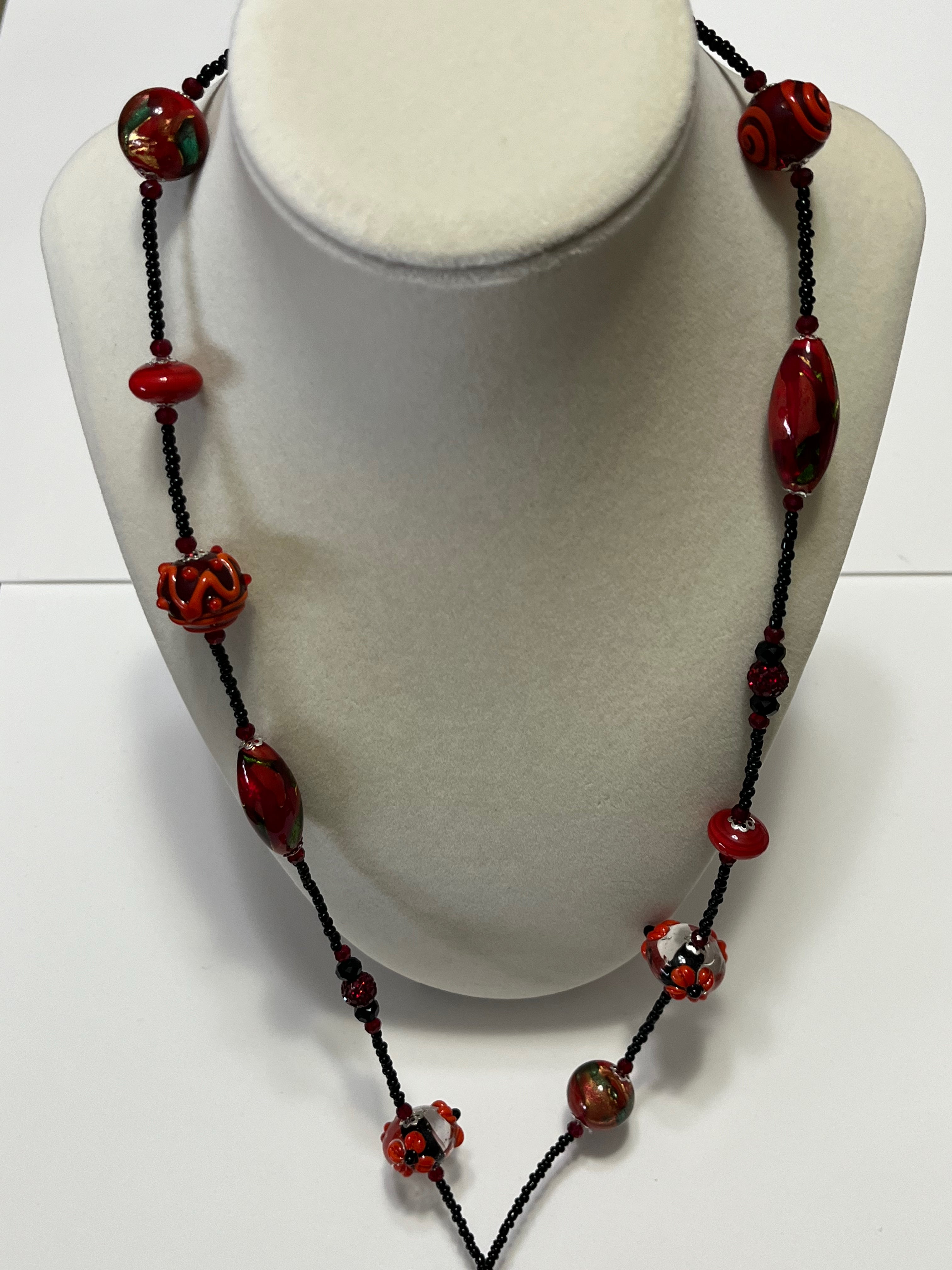 Red long necklace