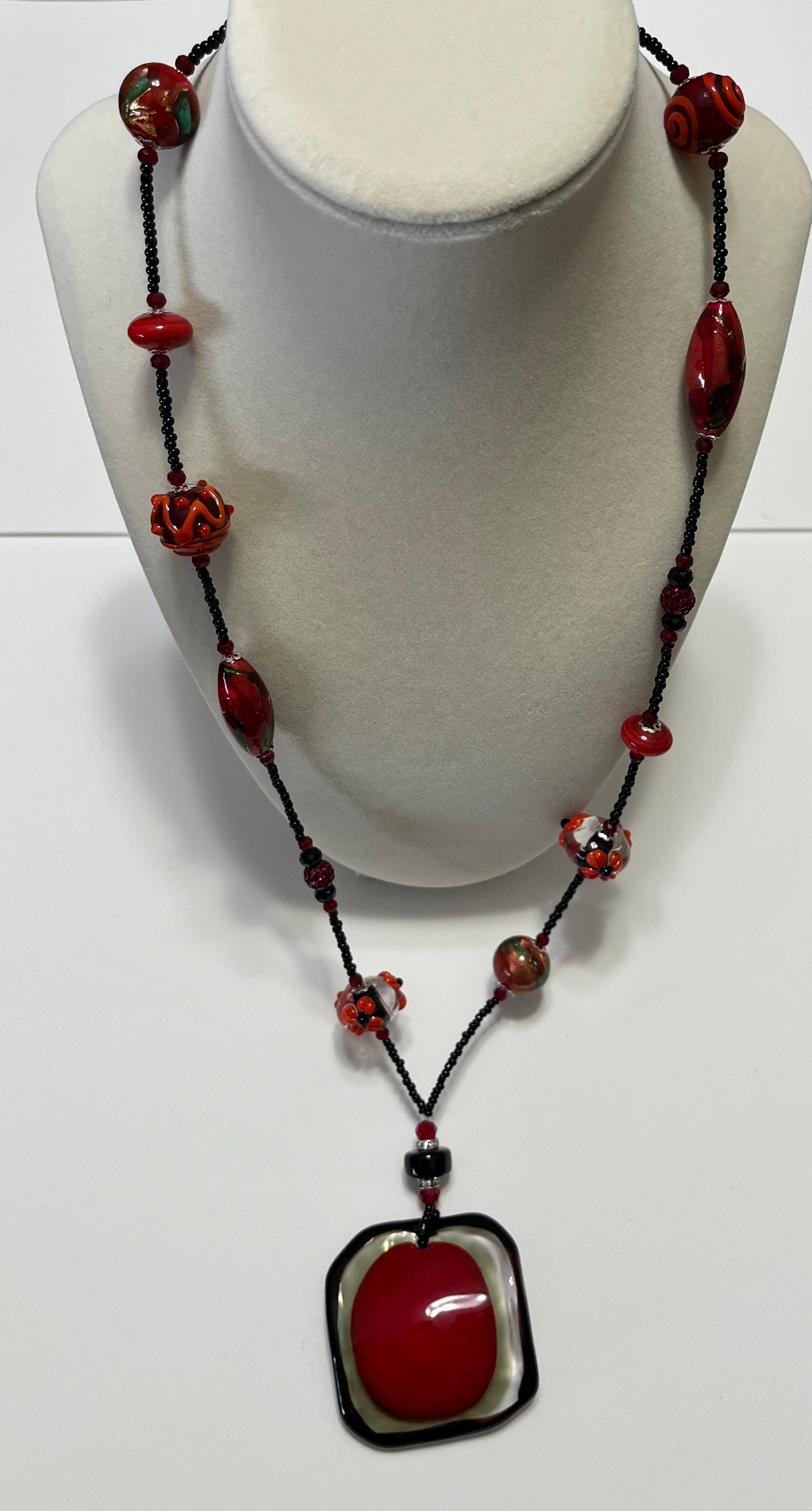 Red long necklace