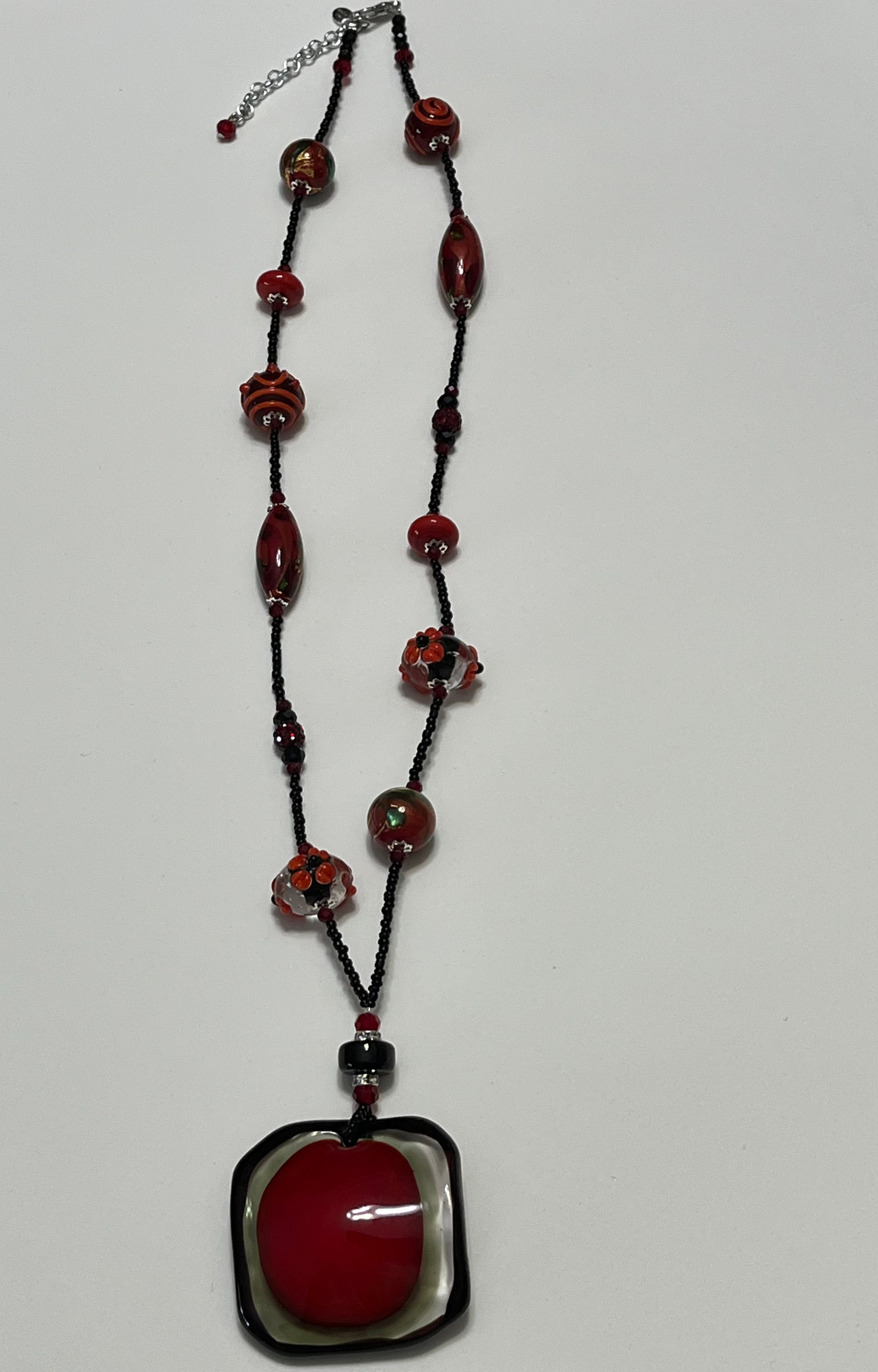 Red long necklace