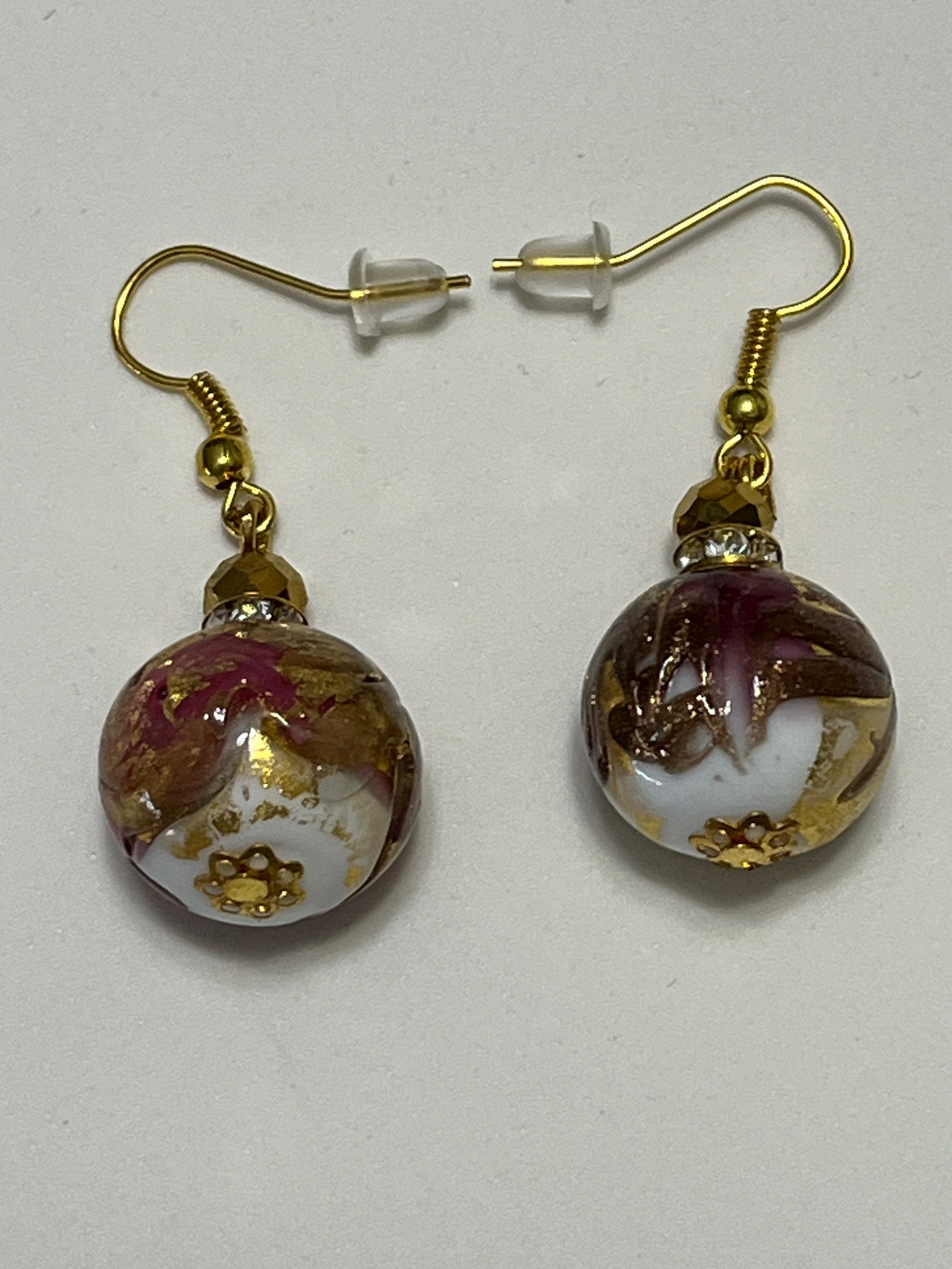 Pink gold balls earrings