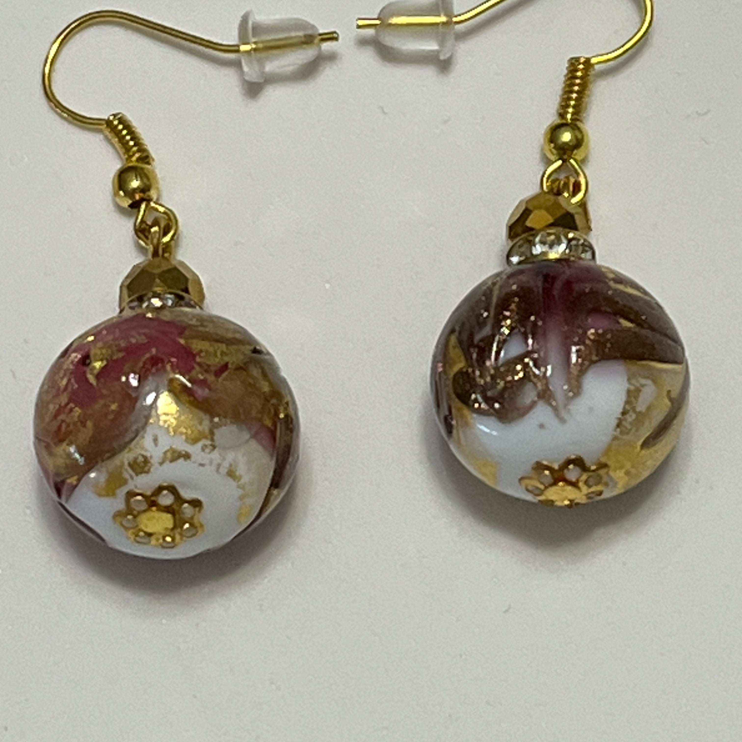 Pink gold balls earrings