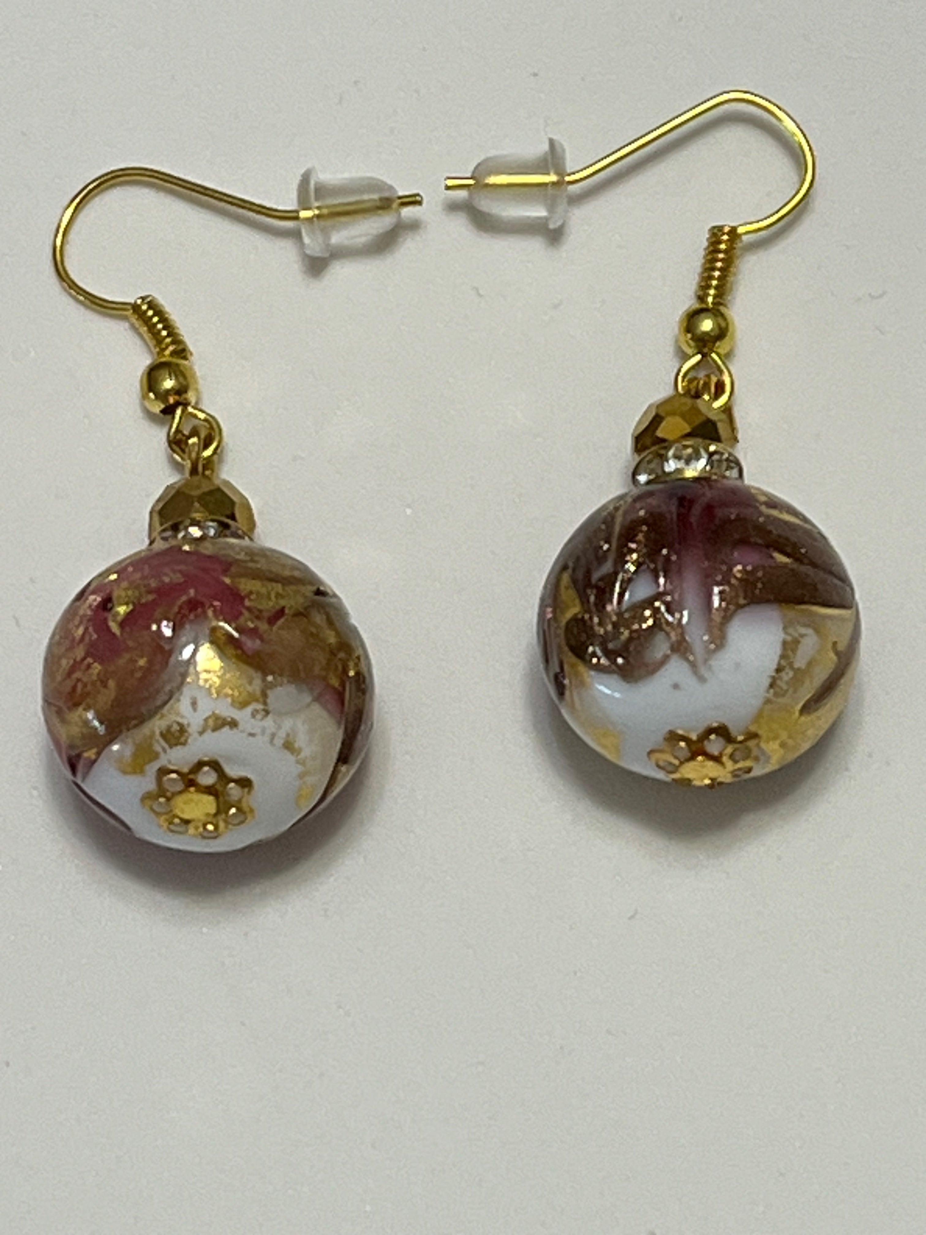 Pink gold balls earrings