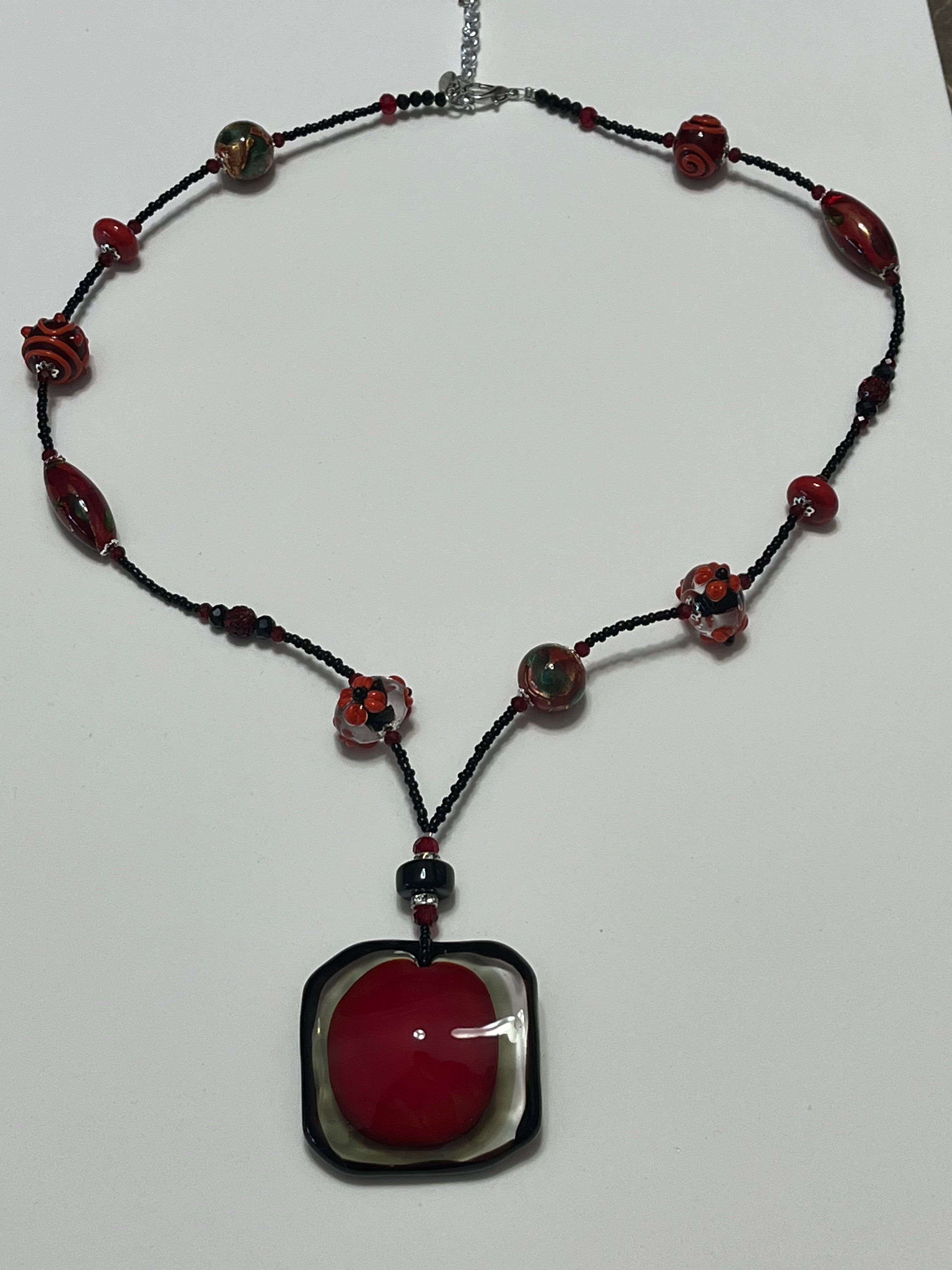 Red long necklace