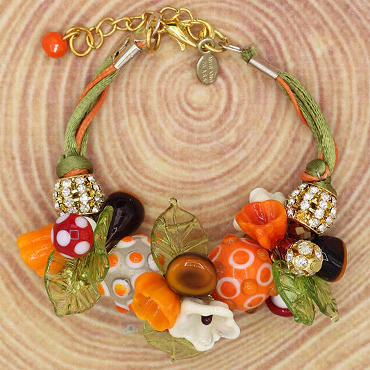 Mushrooms and flowers bracelet