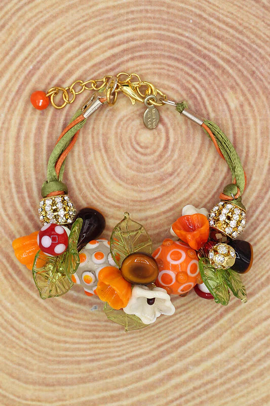 Mushrooms and flowers bracelet