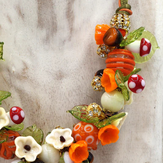 Mushrooms amanita necklace