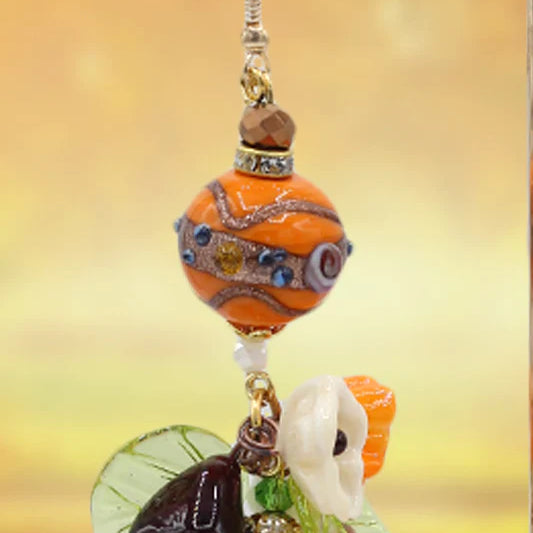Mushrooms and flowers earrings