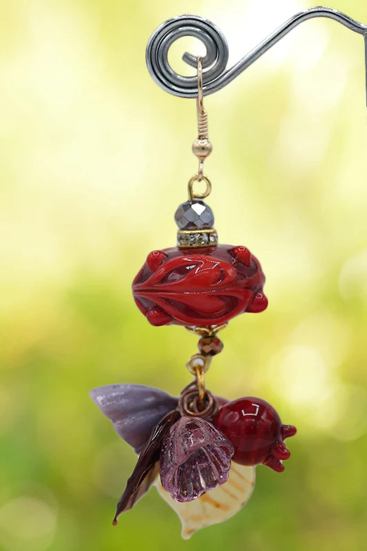 Pomegranate flowers earrings