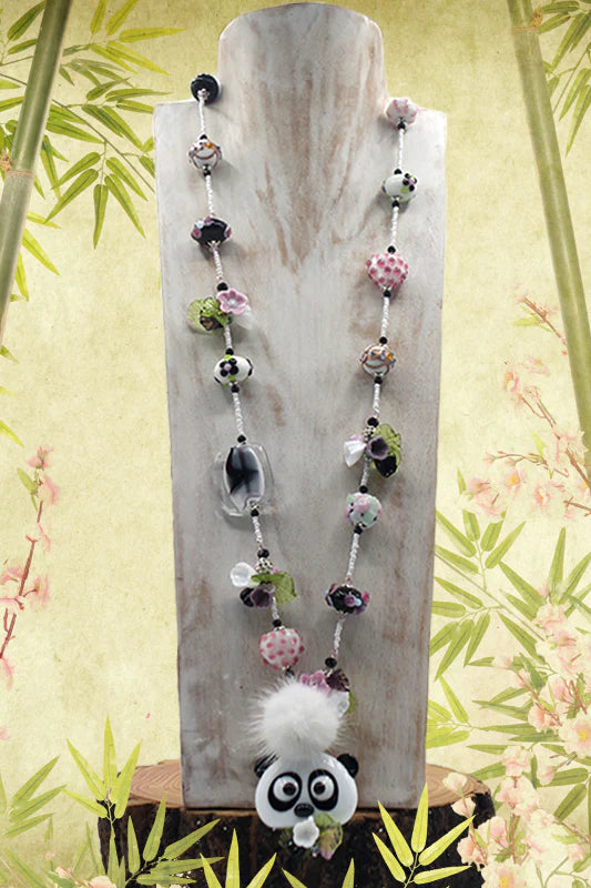 Panda bamboo necklace