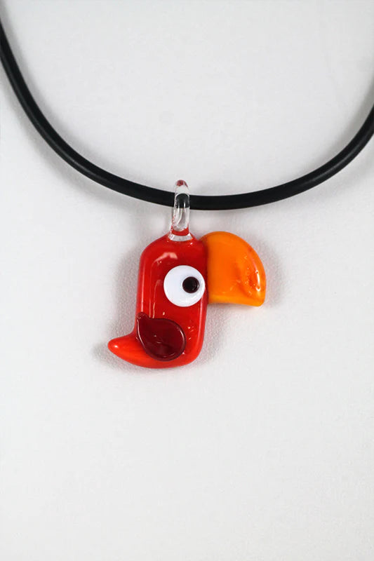 Red toucan pendant necklace