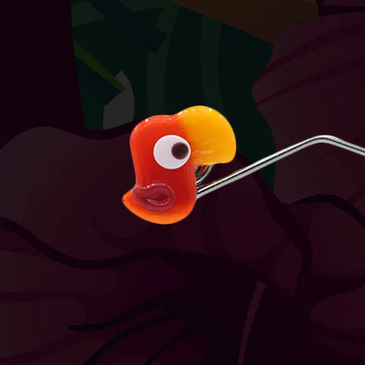 Red toucan earrings stud