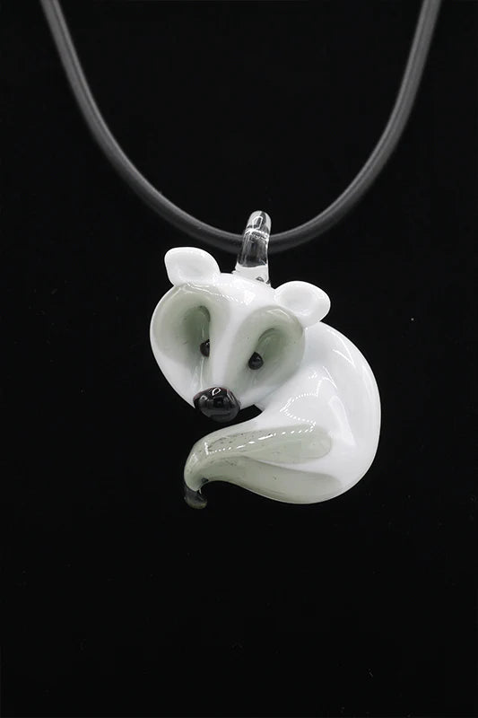 White fox pendant necklace